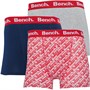 Bench Mens Marcus Three Pack Boxers Navy/Grey/Red Print