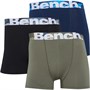 Bench Mens Robson Three Pack Boxers Navy/Khaki/Black
