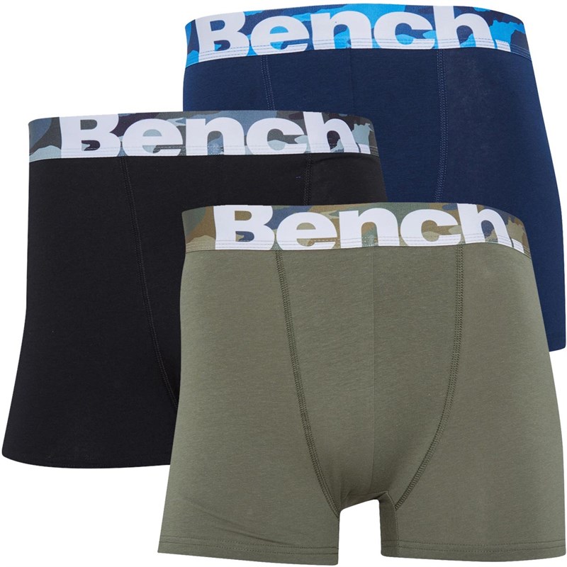 Buy Bench Mens Robson Three Pack Boxers Navy/Khaki/Black