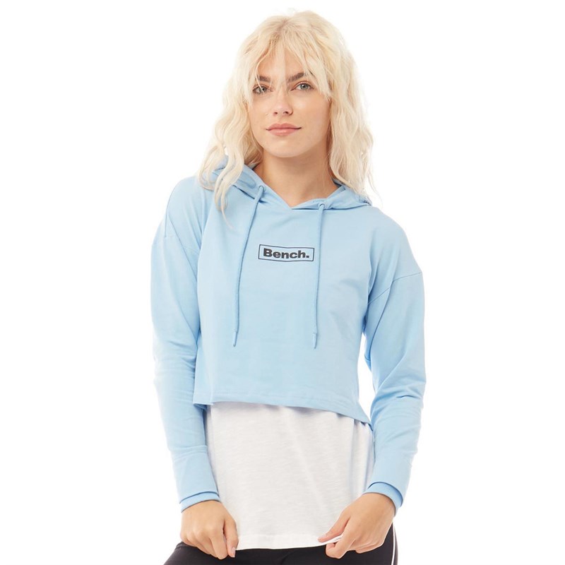 Buy Bench Womens Lita Layered Cropped Hoodie Bluebell