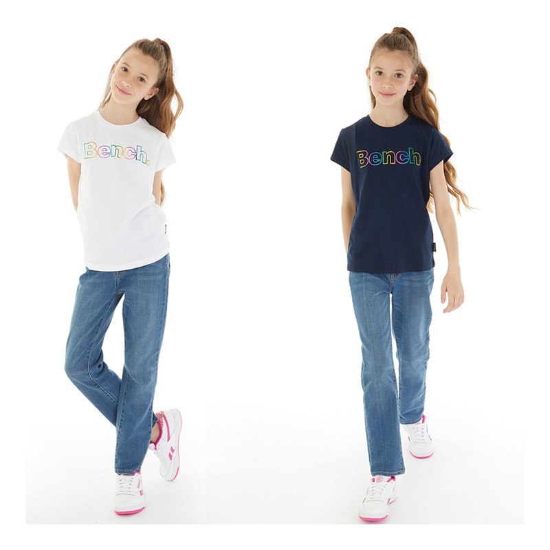 Bench Girls Neveah Two Pack T-Shirt White/Navy