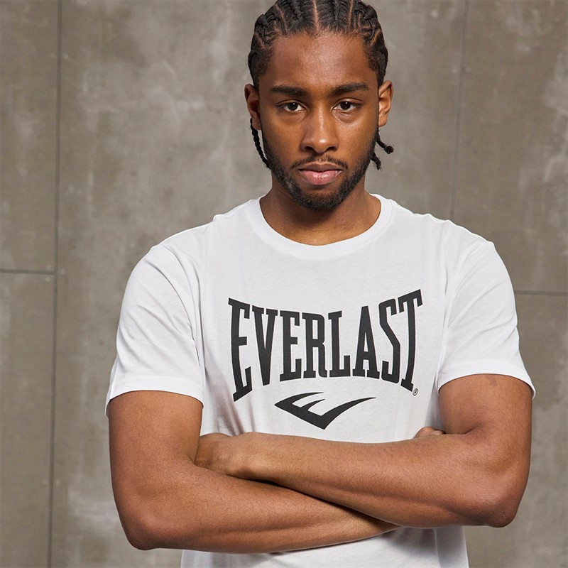 Everlast Mænd Ikonisk Maksimeret Logo T-shirt Hvid
