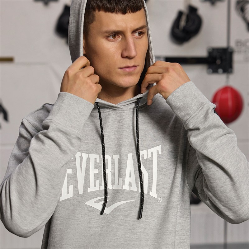 Everlast Herre Sweat-Hoodie med Ikonisk Maksimeret Logo Grå Melange