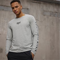 Everlast T-shirt à manches longues en coton stretch Homme Gris Clair mélé