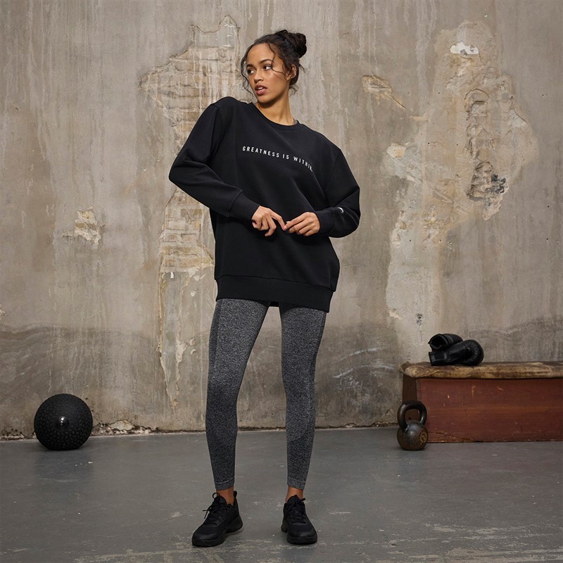 Everlast Dame Oversized Crew Neck Sweatshirt Black Beauty