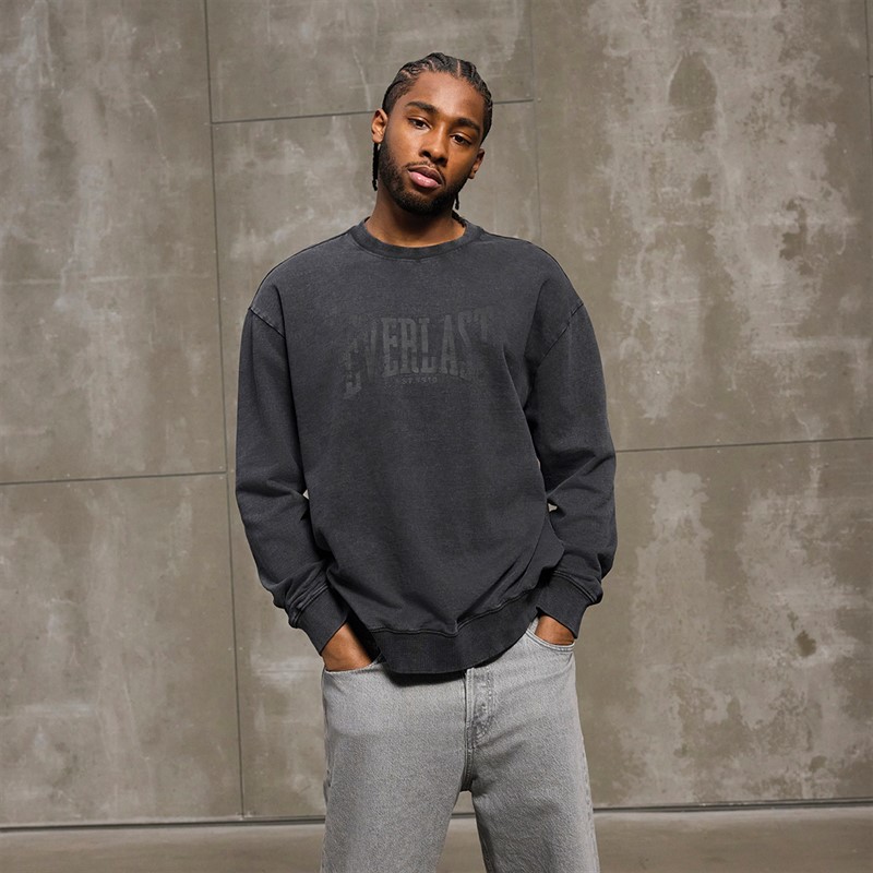 Everlast Washed Logo Crew Sweatshirt Black Beauty