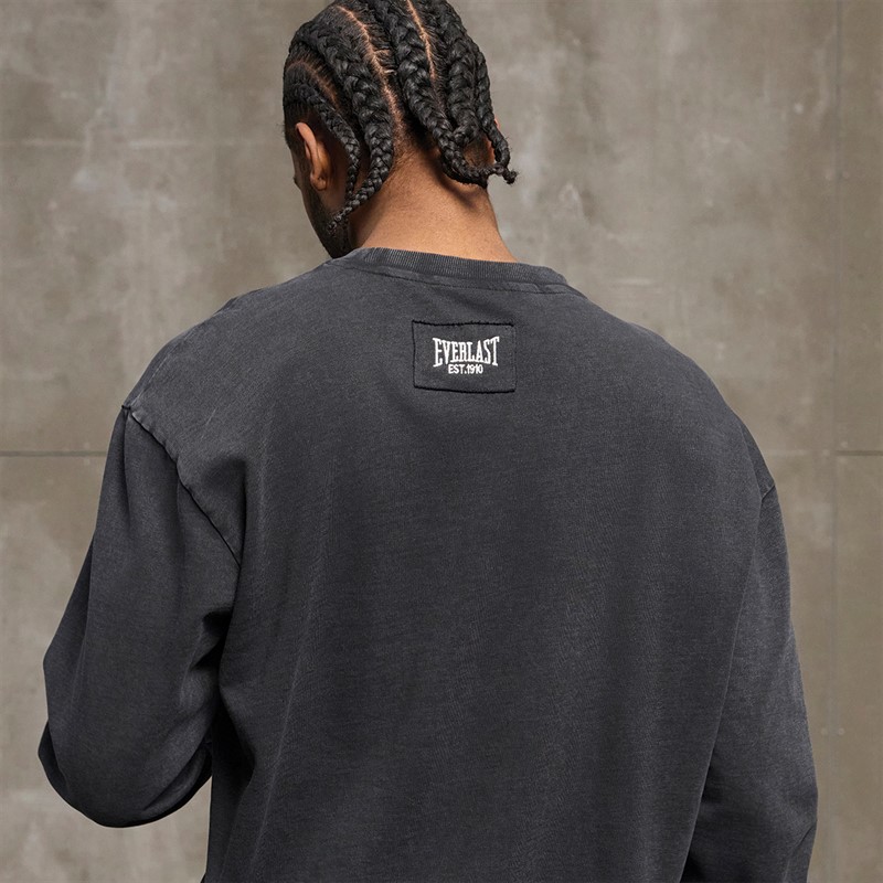 Everlast Washed Logo Crew Sweatshirt Black Beauty
