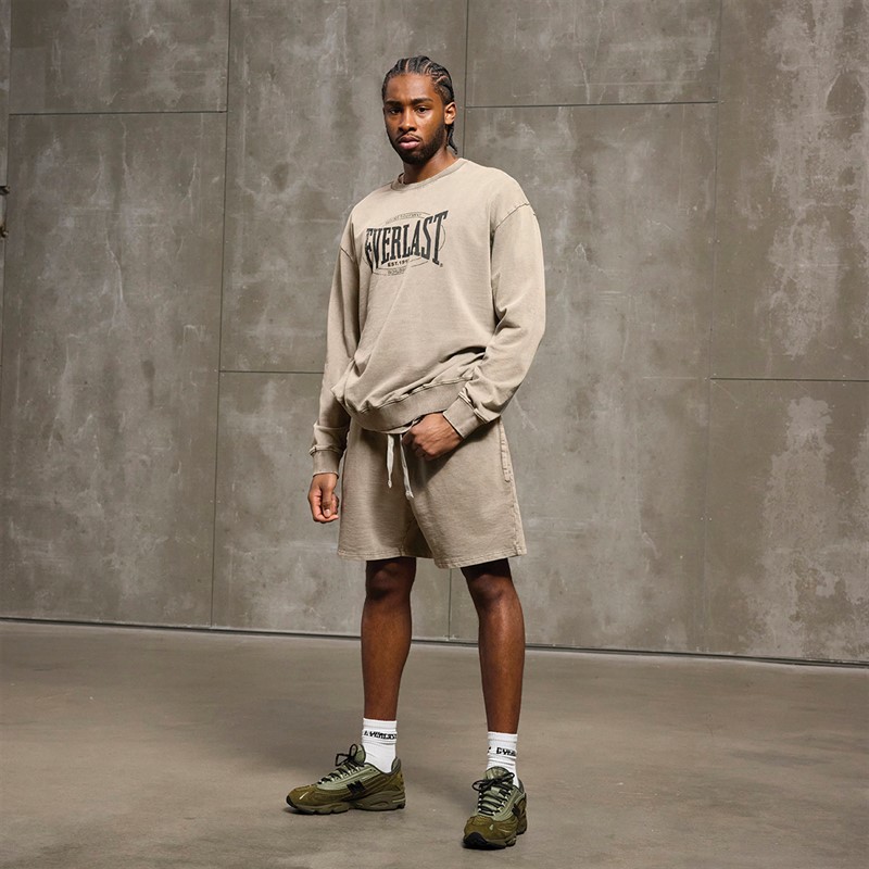 Everlast Washed Logo Crew Sweatshirt Fossil