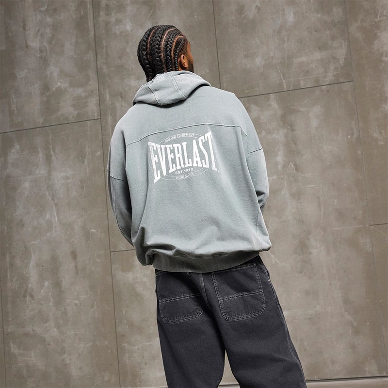 Everlast Bluza z kapturem luźny kolor niebieski dymny