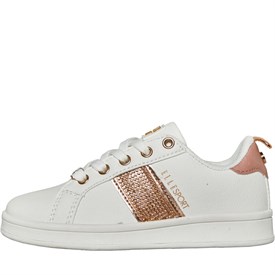 Buy ELLE SPORT Junior Girls Rose Gold Sparkle Trim Trainers White/Gold