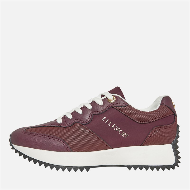 ELLE SPORT Womens Trainers Burgundy/White - Size 4