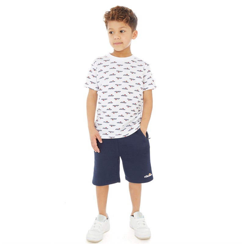 Ellesse Boys Trago Logo Two Pack T-Shirts And Shorts Set Navy/White