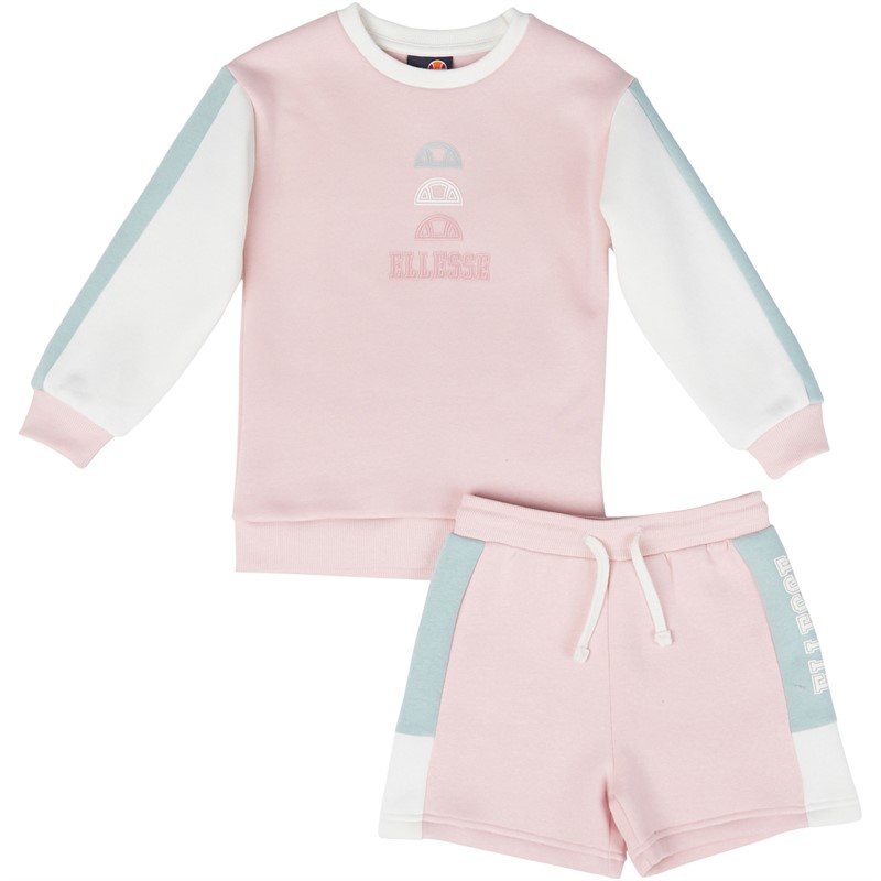 Ellesse Ensemble Sweat-Shirt et Short Alessia Fille Rose/Menthe/Crème