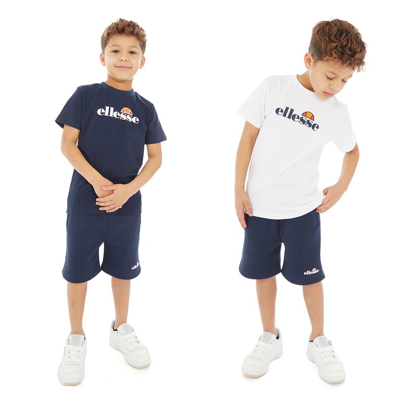 Ellesse Boys Vito Three Pack Logo T-Shirts And Shorts Set Navy/White