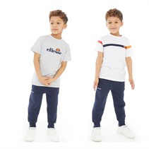 Ellesse Boys Carlo Three Pack Logo T-Shirts And Joggers Set Grey/Navy/White