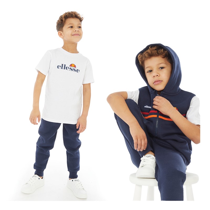 Buy Ellesse Boys Saverio T Shirt Gilet And Joggers Three Piece Set Navy White