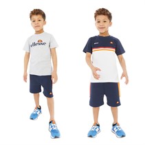 Ellesse Boys Tiziano Three Pack Logo T-Shirts And Shorts Set Grey/Navy/White