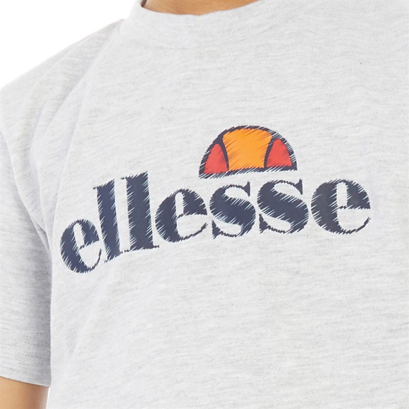 Ellesse Drenge Tiziano Tre-Pak Logo T-shirts og Shorts Sæt Grå/Marineblå/Hvid