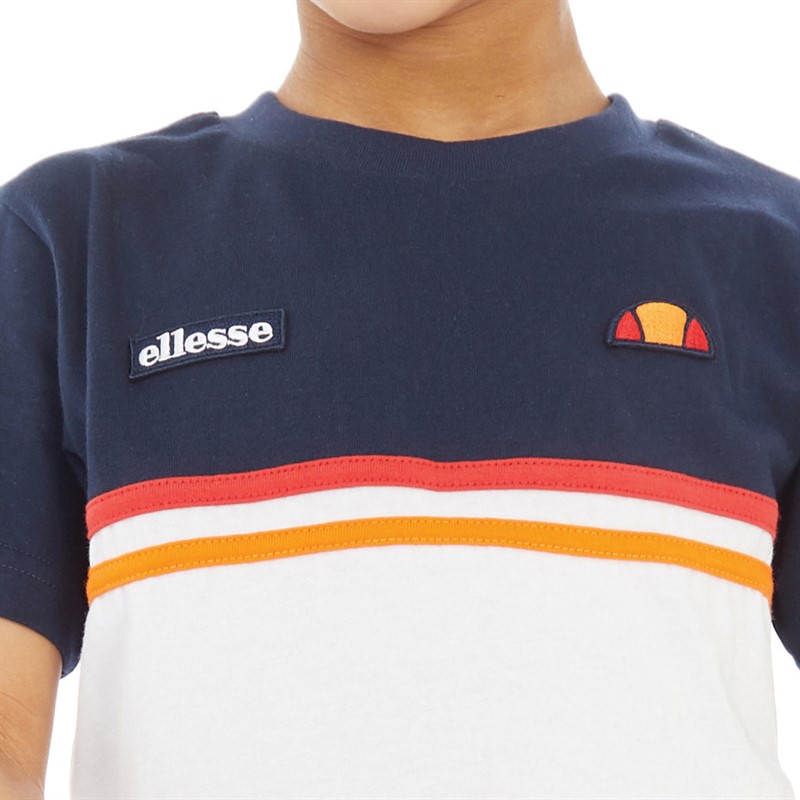 Ellesse Drenge Tiziano Tre-Pak Logo T-shirts og Shorts Sæt Grå/Marineblå/Hvid