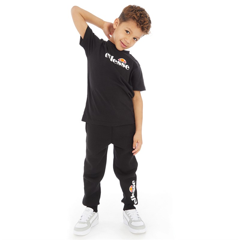 Ellesse Boys Dalmo Three Pack Logo T-Shirts And Joggers Set Black/Grey