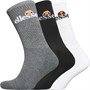 Ellesse Mens Three Pack Crew Socks Black/Grey/White