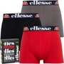 Ellesse Mens Arina Three Pack Trunks Black/Red/Grey