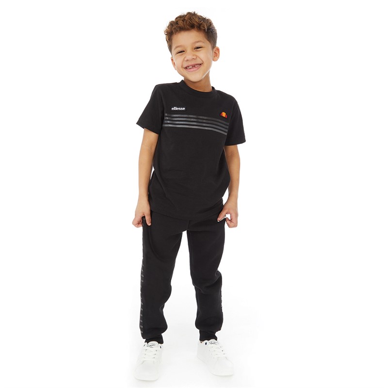 Ellesse Boys Dario Three Pack T-Shirts And Joggers Set Black/Grey