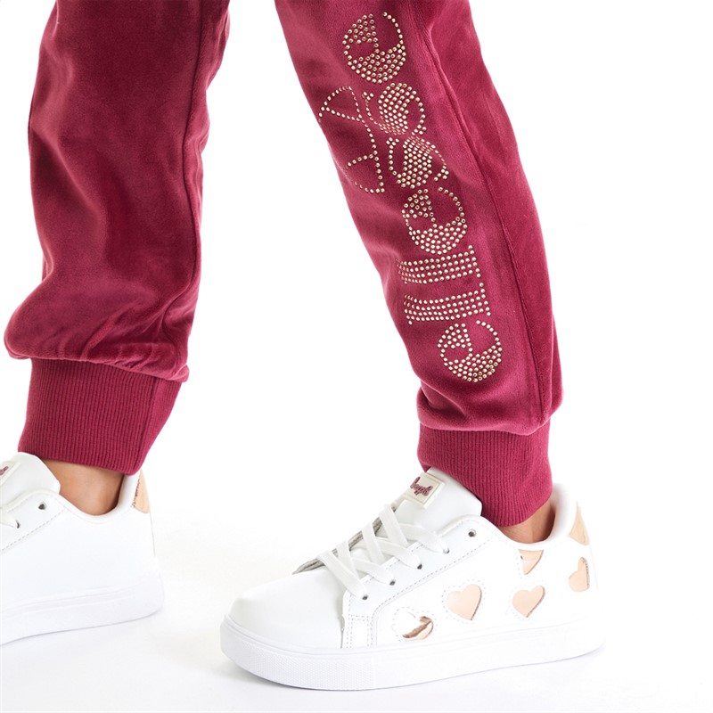 Ellesse Girls Joanna Velour Hoodie And Joggers Set Cherry