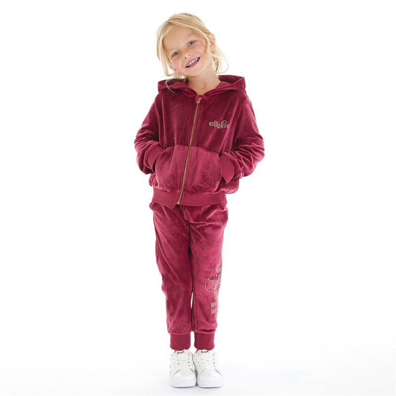 Buy Ellesse Girls Joanna Velour Hoodie And Joggers Set Cherry