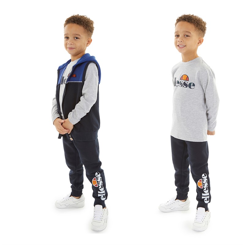 Ellesse Boys Peter Gilet T-Shirt And Joggers Set Navy/Grey