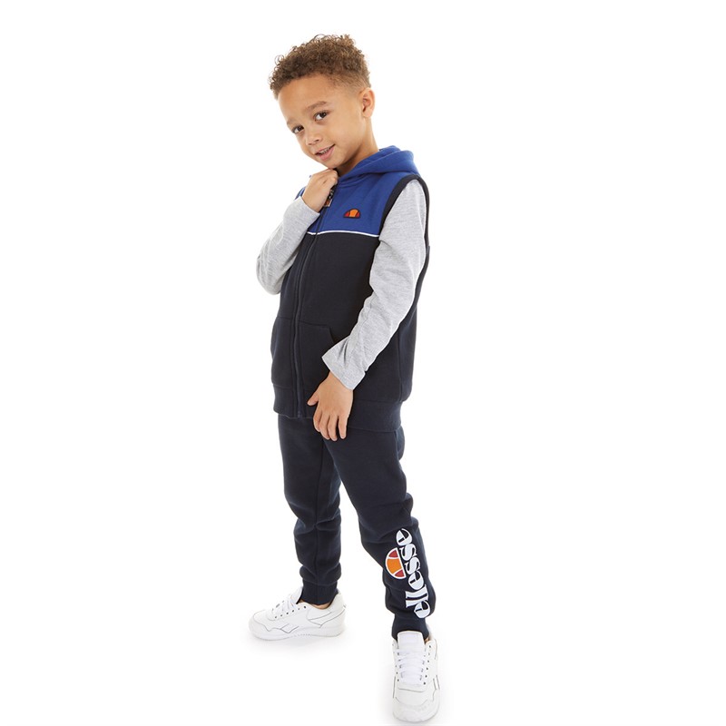 Ellesse Boys Peter Gilet T-Shirt And Joggers Set Navy/Grey