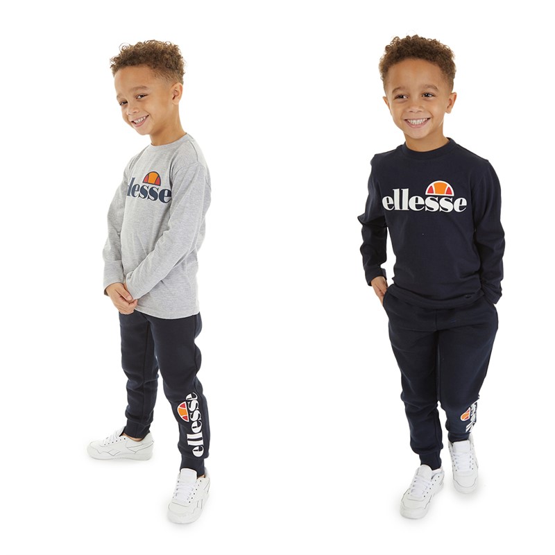 Ellesse Twee-pack T-shirts en joggers set voor Jongens Romeo marineblauw/grijs