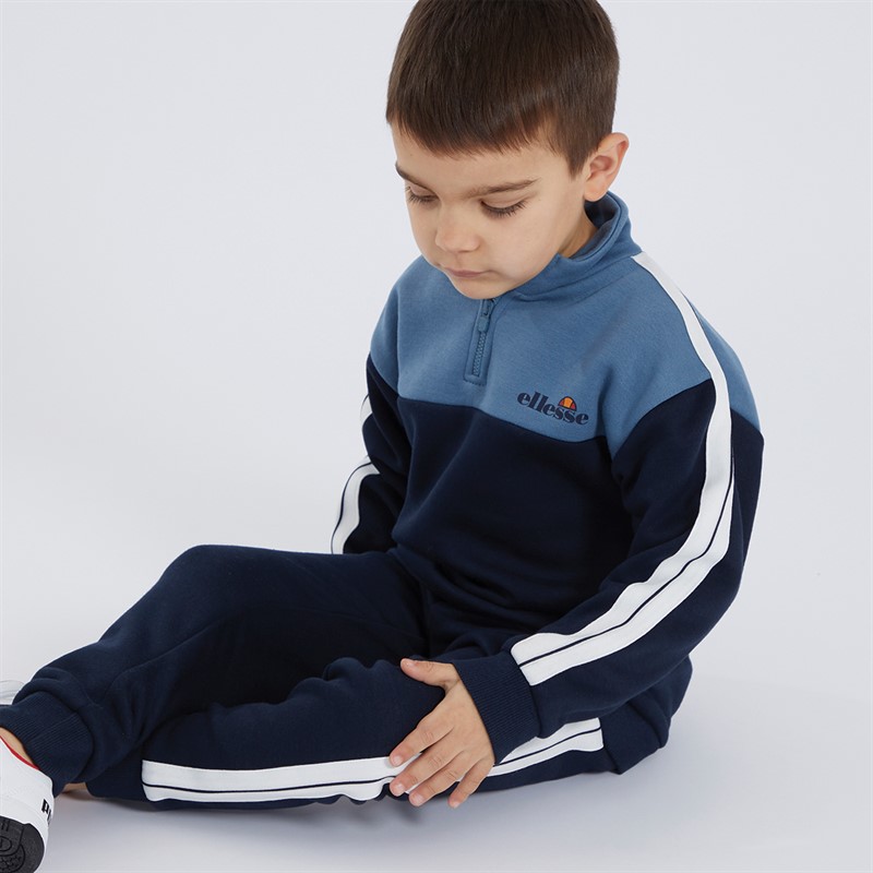 Ellesse Boys Marcello 1/2 Zip Funnel Neck Top And Joggers Set Navy