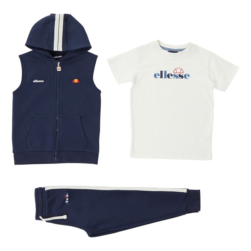 Ellesse Drengenes Sved Gilet T-shirt Og Joggingbukser Sæt Blå