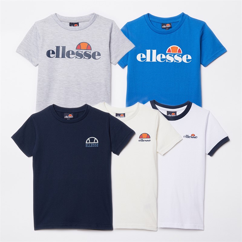 Ellesse Boys Five Pack T-Shirts Navy/Blue/Grey/White