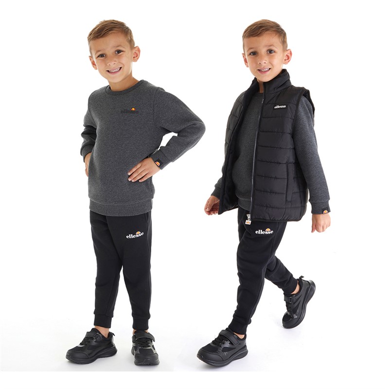 Ellesse Boys Cian Gilet Hoodie And Joggers Set Black/Grey