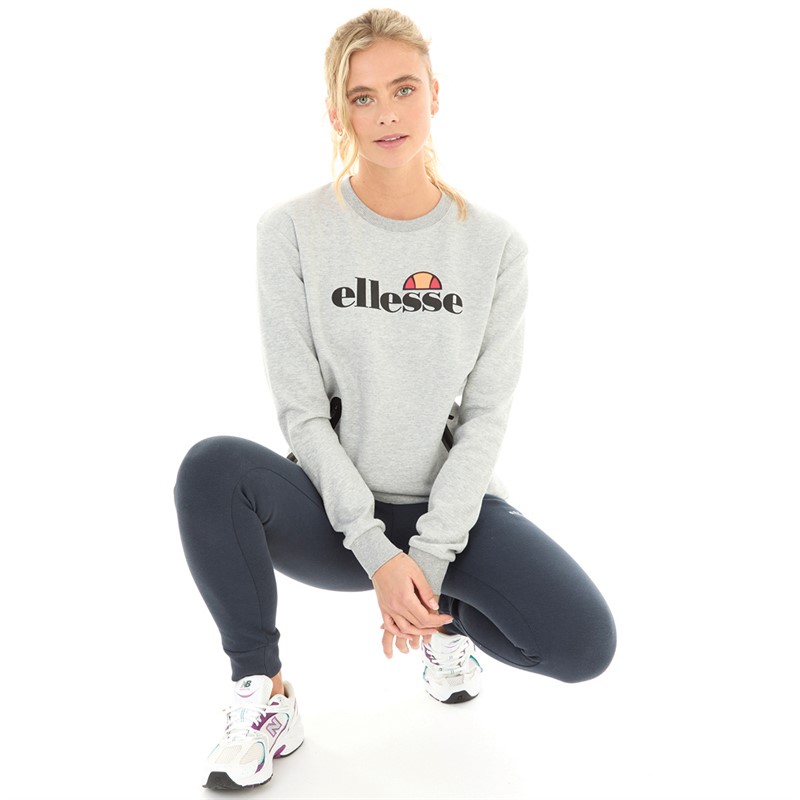 Ellesse Womens Orcia Logo Crew Sweatshirt Grey Marl