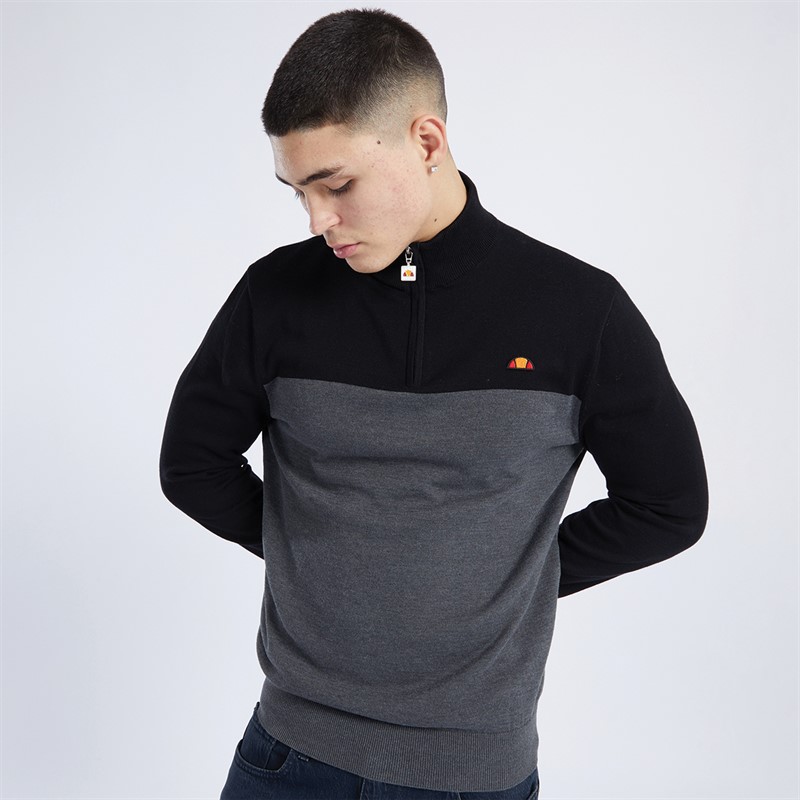 Ellesse Mens Triston 1/2 Zip Knit Jumper Black