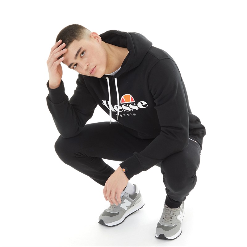 Ellesse Mens Tennis Collection Pallonetto Fleece Hoodie Black