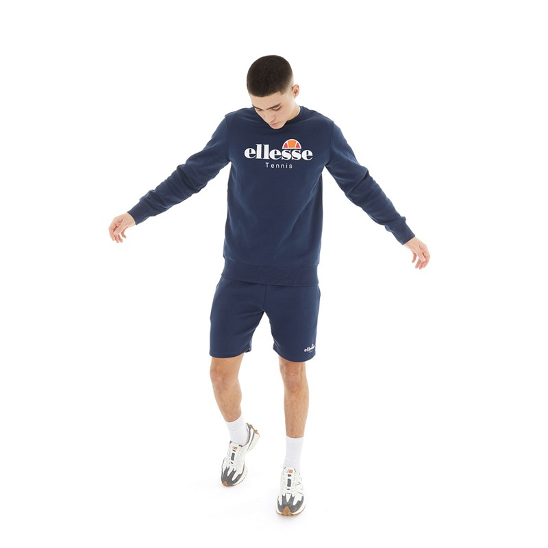 Ellesse Mens Tennis Collection Rovescio Fleece Sweatshirt Navy