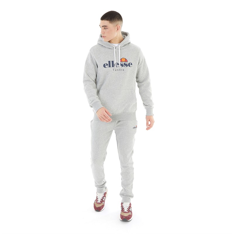 Ellesse Mens Tennis Collection Pallonetto Fleece Hoodie Grey Marl