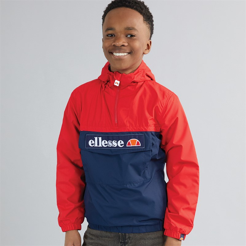 Ellesse Junior Boys Haria Hooded 1/2 Zip Jacket Red