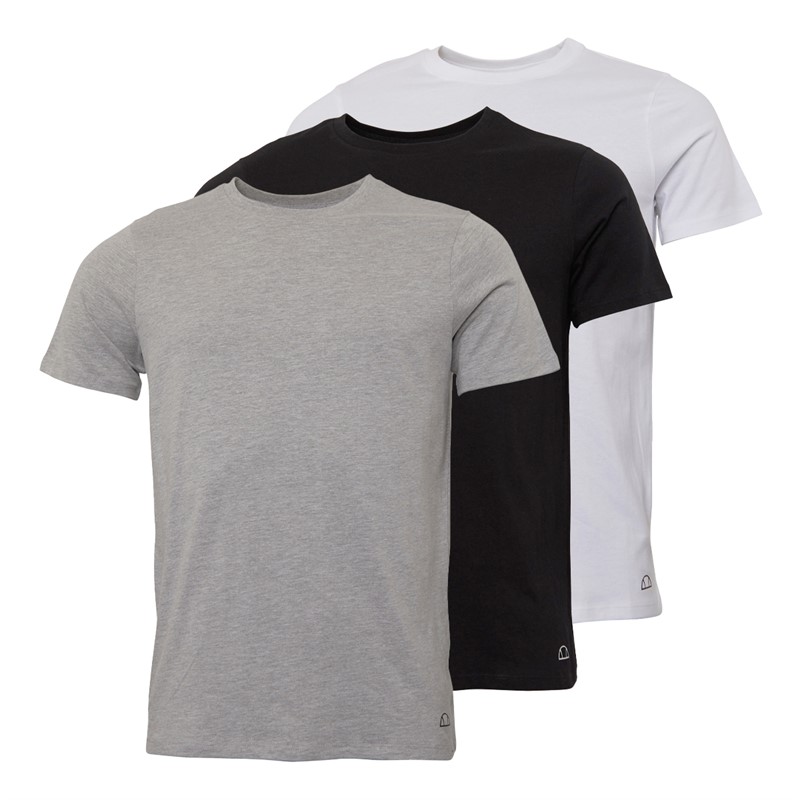 Ellesse Mens Three Pack T-Shirts White/Black/Grey Marl