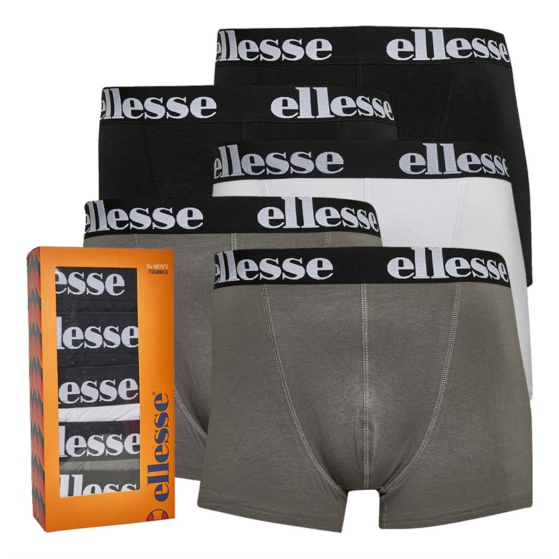 Ellesse Mens Vizazi Five Pack Trunks Black/White/Grey