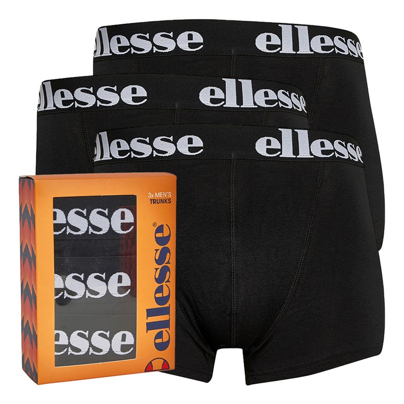 Ellesse Mens Valvina Three Pack Trunks Black