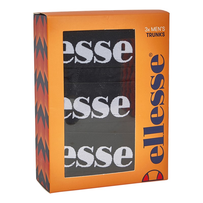 Ellesse Mens Valvina Three Pack Trunks Black