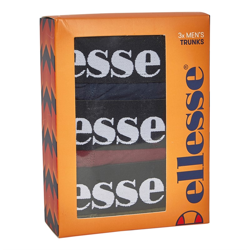 Ellesse Mens Valvina Three Pack Trunks Navy/Burgundy/Khaki