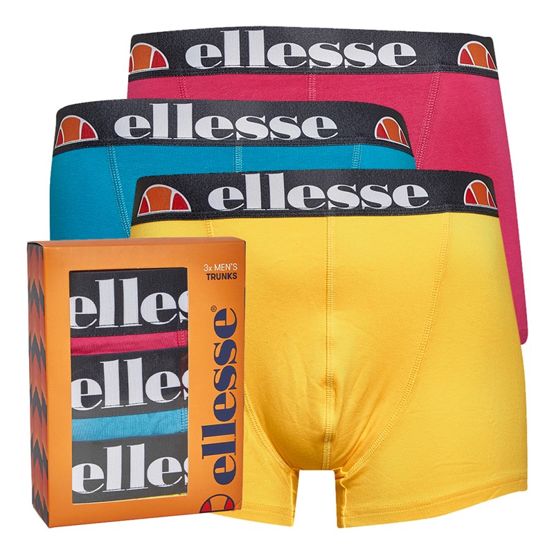 Ellesse Mens Arina Three Pack Trunks Pink/Blue/Yellow