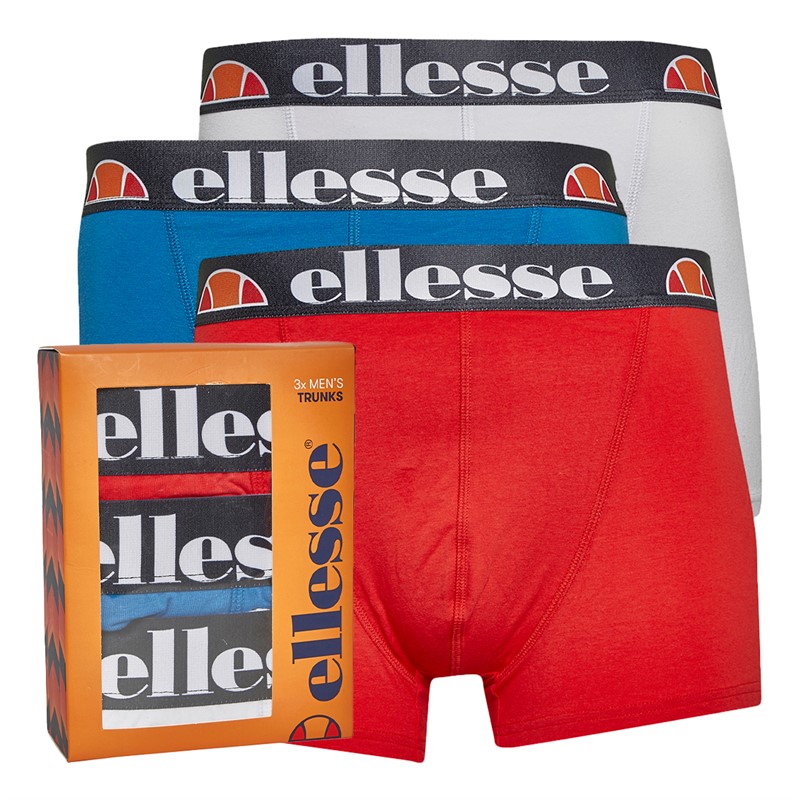 Ellesse Mens Arina Three Pack Trunks Red/Blue/White