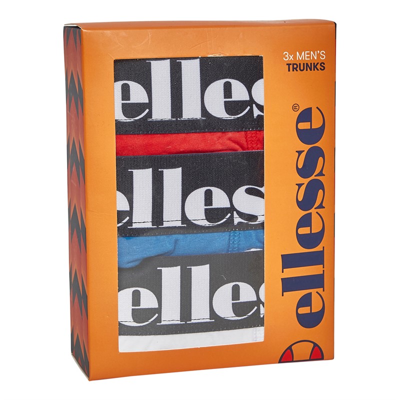 Ellesse Mens Arina Three Pack Trunks Red/Blue/White